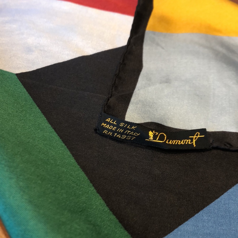 Vintage All Silk Color block Scarf by Dumont - Picture 9 of 9